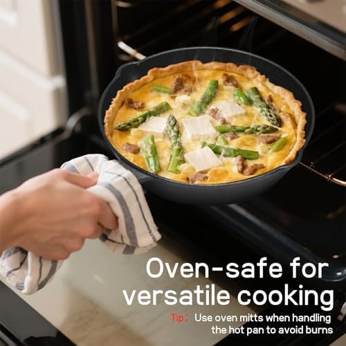 image:imageHeavyDuty Cast Iron Skillet Set Durable Frying Pans for Stove and 5Piece Stainless Steel Flatware Set MirrorFinish Silverware Place Setting for 1 Knife 2 Forks amp 2 Spoons Dishwasher Safe