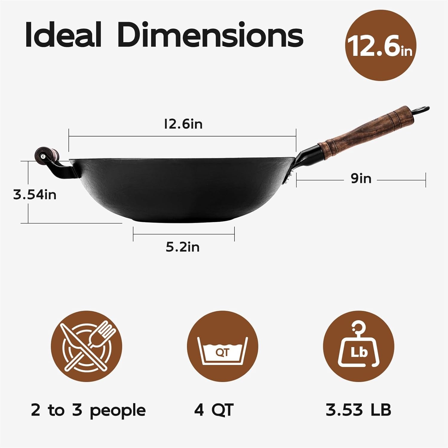 image:imageWANGYUANJI 11 Iron Skillet with Glass Lid amp Griddle Spatula FlatBottom Frying Pan126 Chinese Flat Bottom Wok