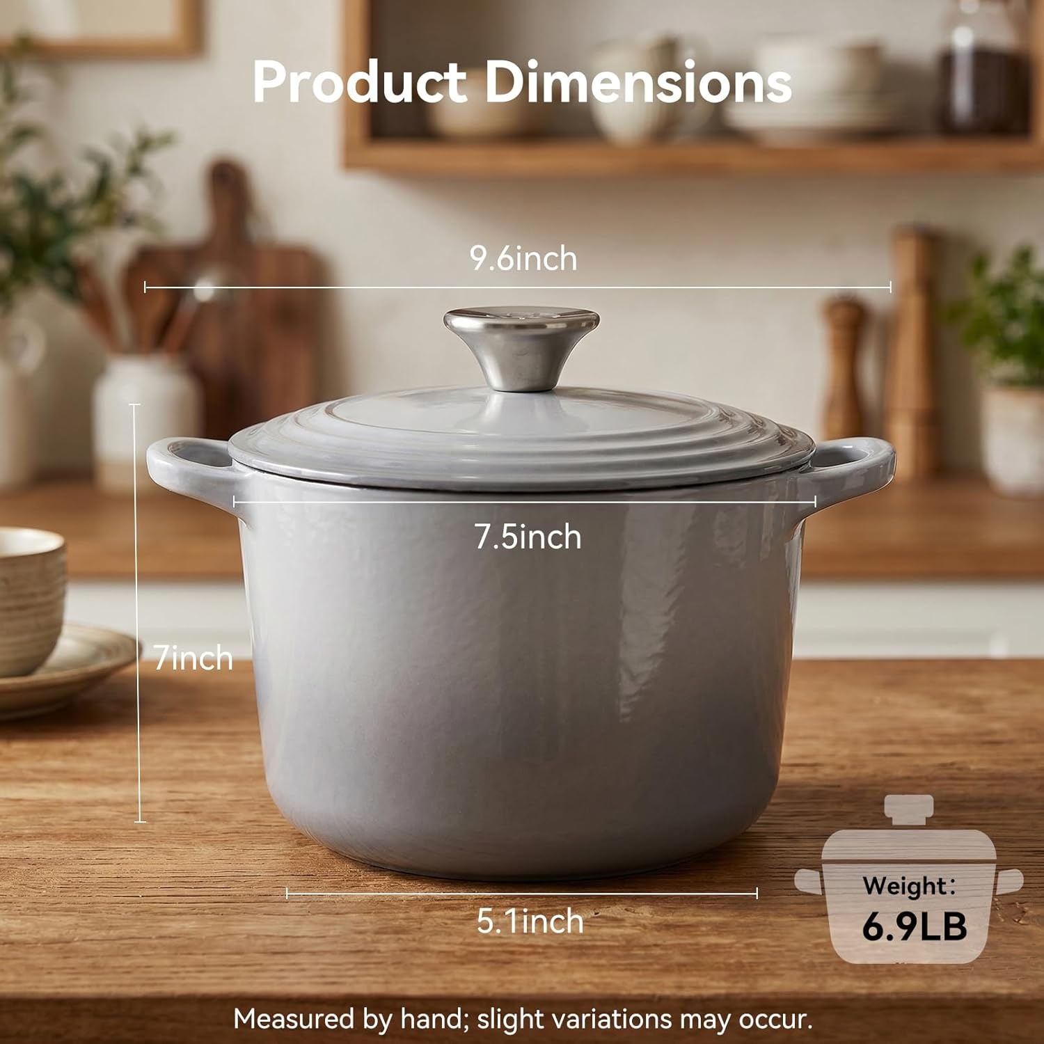 image:imageWANGYUANJI 28 Quart Small Enameled Cast Iron Dutch Oven with Lid 75Inch Mini Cast Iron Pot for Sourdough Bread Baking amp Soups Gradient Gray Enamel Cocotte