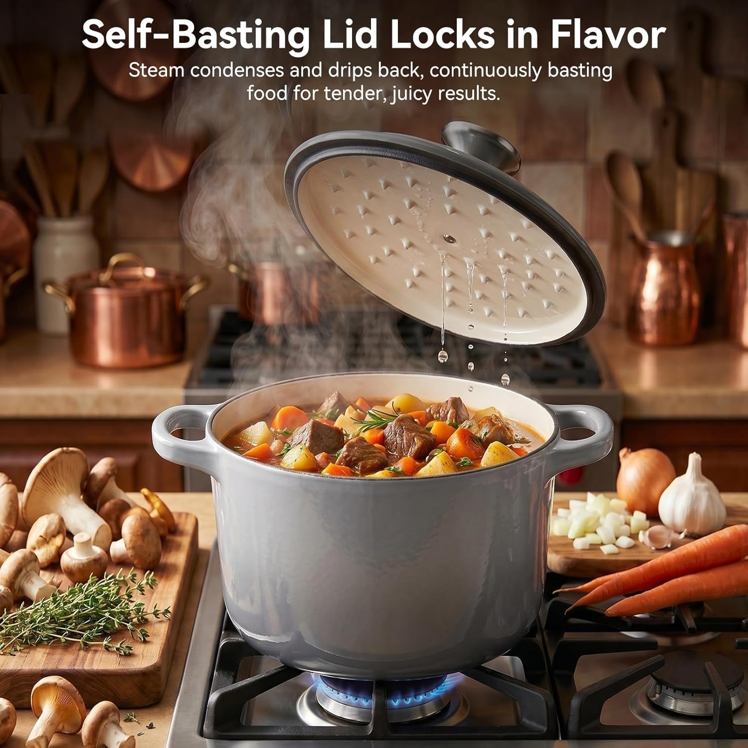 image:imageWANGYUANJI 28 Quart Small Enameled Cast Iron Dutch Oven with Lid 75Inch Mini Cast Iron Pot for Sourdough Bread Baking amp Soups Gradient Gray Enamel Cocotte