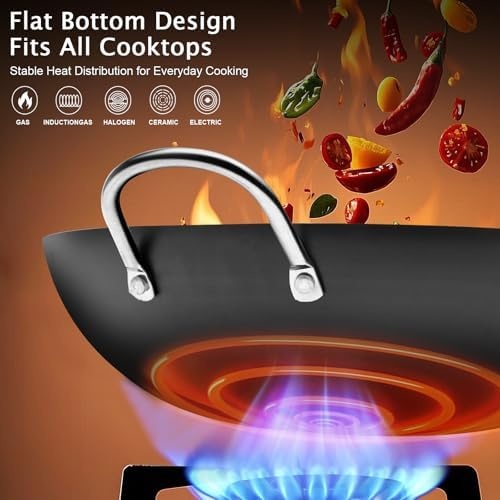 image:imageWANGYUANJI Carbon Steel Wok 142 Woks with Traditional Iron Spatula