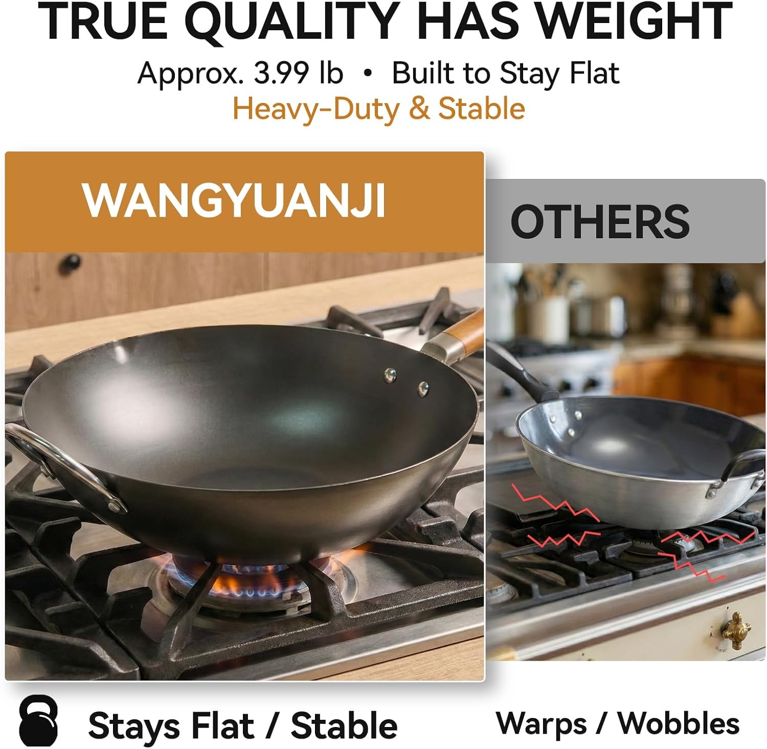 image:imageWANGYUANJI Carbon Steel Wok 142 Woks with Traditional Iron Spatula