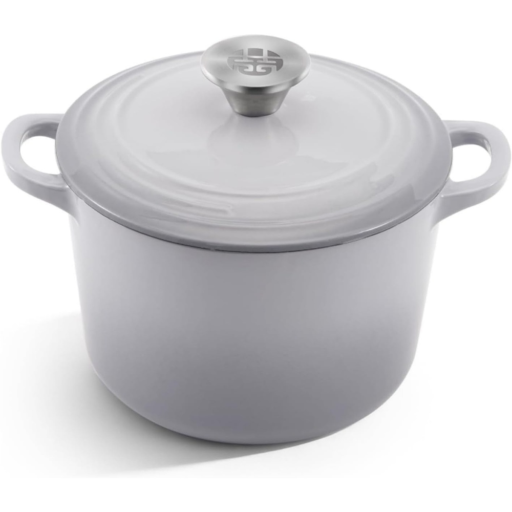 image:imageWANGYUANJI 28 Quart Small Enameled Cast Iron Dutch Oven with Lid 75Inch Mini Cast Iron Pot for Sourdough Bread Baking amp Soups Gradient Gray Enamel Cocotte