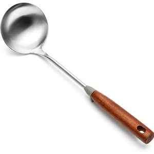 image:imageWANGYUANJI 142 Inch Stainless Steel Soup Ladle Deep Wok Ladle Spoon with Wooden Handle and PotRim Stopper Long Handle Serving Scoop for Soup Hot Pot Stew and Chili142 inch