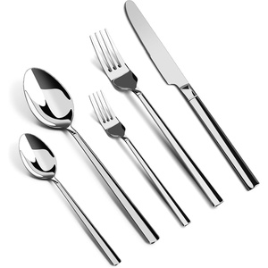 image:imageWANGYUANJI 5Piece Stainless Steel Flatware Set for 1  Knife 2Forks amp 2Spoons Dishwasher Safe MirrorFinish Silverware for Kitchen amp HomeModern