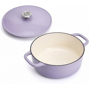 image:imageWANGYUANJI Enameled Cast Iron Dutch Oven 37 Qt Perfect Size for 23 People amp Sourdough Bread Baking Oven Safe Pot with MoistureLocking Lid Induction Cookware Gift Purplepurple