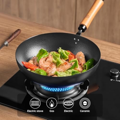 image:image11Inch Carbon Steel Frying Pan with Beech Wooden Handle and 20Piece Stainless Steel Flatware Set Service for 4 4 5Piece Place Settings Knife Dinner Fork Salad Fork Dinner Spoon amp Teaspoon