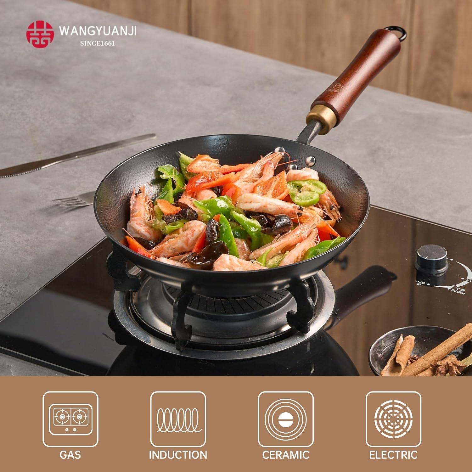image:imageCoatingFree Carbon Steel Pan Flat Bottom Skillet with Rand 20Piece Stainless Steel Flatware Set Service for 4 4 5Piece Place Settings Knife Dinner Fork Salad Fork Dinner Spoon amp Teaspoon