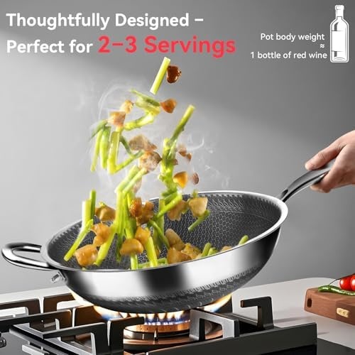 image:imageWANGYUANJI 126 FlatBottom StirFry Pan and 25Quart Stainless Steel Saucepan with Steamer Basket