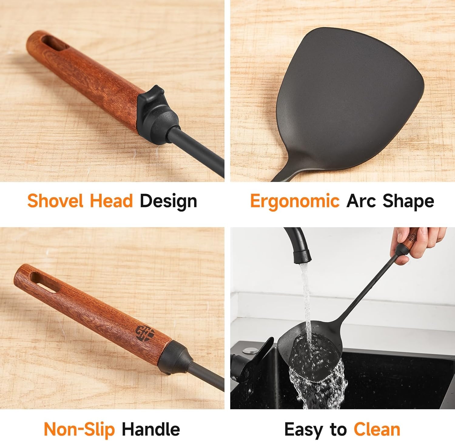 image:imageWANGYUANJI Cast Iron Wok Round Bottom 125 with Traditional Iron Spatula