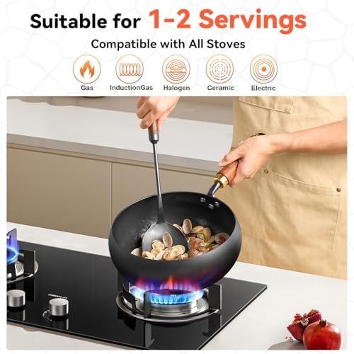 image:imageWANGYUANJI Iron Wok134 inch Chinese Craft Wok and Black DeepBowl Wok 95 inch