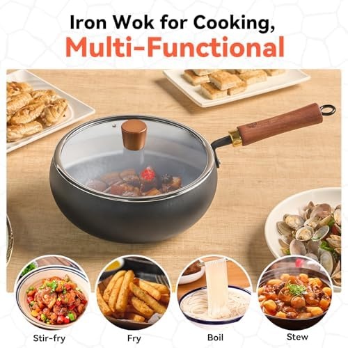 image:imageWANGYUANJI Iron Wok134 inch Chinese Craft Wok and Black DeepBowl Wok 95 inch