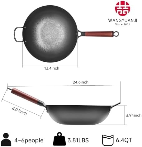 image:imageWANGYUANJI Iron Wok134 inch Chinese Craft Wok and Black DeepBowl Wok 95 inch
