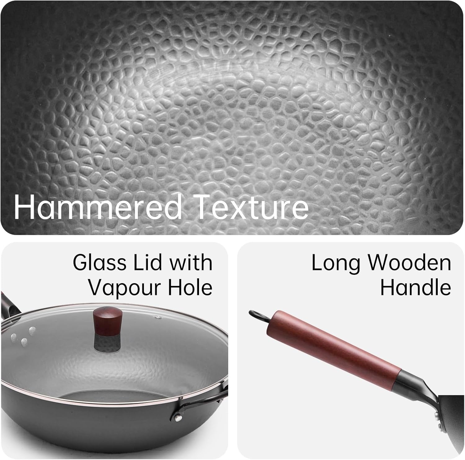 image:imageWANGYUANJI Iron Wok134 inch Chinese Craft Wok and Black DeepBowl Wok 95 inch