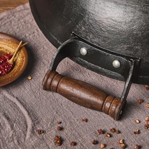 image:imageWANGYUANJI Stainless Steel Soup Ladle 142 Long Handle126Inch Cast Iron Chinese Wok with Round Bottom amp Glass Lid