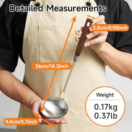 image:imageWANGYUANJI Stainless Steel Soup Ladle 142 Long Handle126Inch Cast Iron Chinese Wok with Round Bottom amp Glass Lid