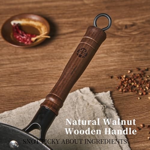image:imageWANGYUANJI Stainless Steel Soup Ladle 142 Long Handle126Inch Cast Iron Chinese Wok with Round Bottom amp Glass Lid