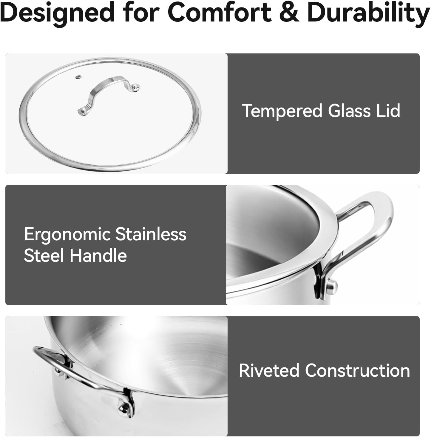 image:imageWANGYUANJI Stainless Steel Stock Pot 73 Quart with Glass Lid Heavy Duty Induction Cooking Pot for Soup Pasta amp Stew Thick Bottom Deep Cooking Pot for Boiling amp Simmering