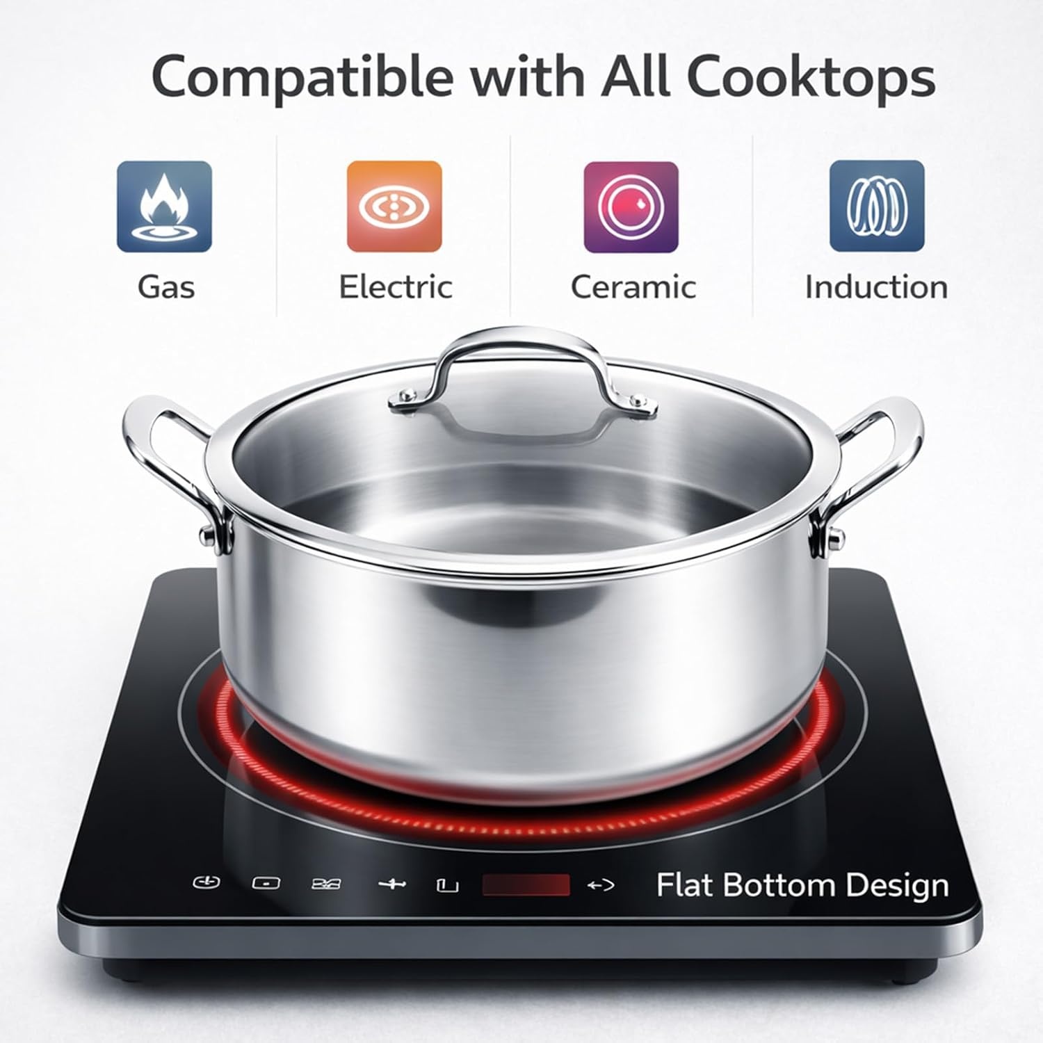 image:imageWANGYUANJI Stainless Steel Stock Pot 73 Quart with Glass Lid Heavy Duty Induction Cooking Pot for Soup Pasta amp Stew Thick Bottom Deep Cooking Pot for Boiling amp Simmering