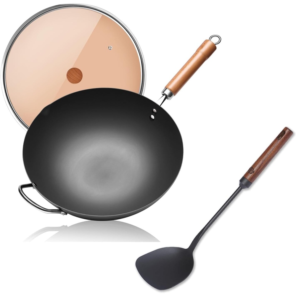 image:imageWANGYUANJI Carbon Steel 134 Woks with Traditional Iron Spatula