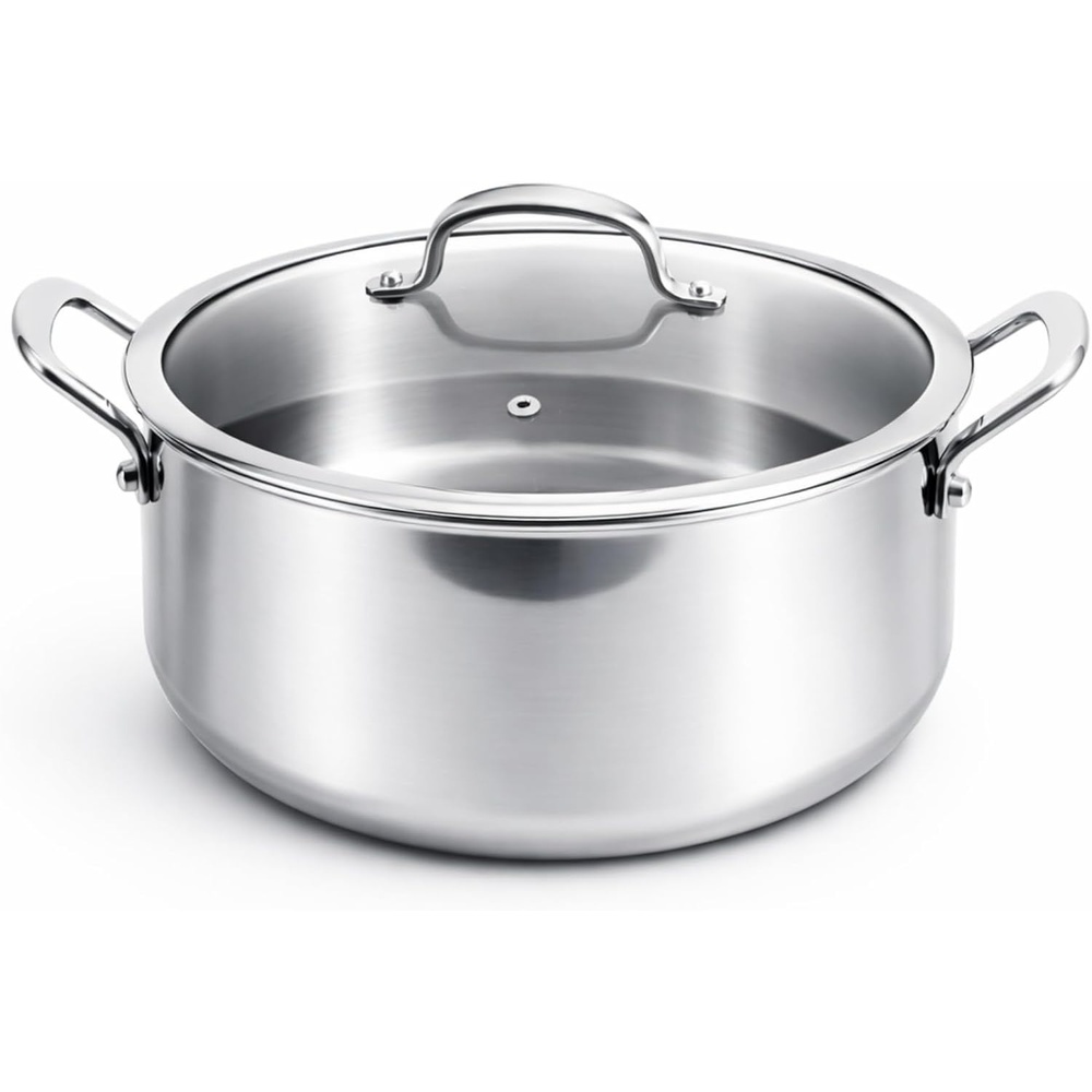 image:imageWANGYUANJI Stainless Steel Stock Pot 73 Quart with Glass Lid Heavy Duty Induction Cooking Pot for Soup Pasta amp Stew Thick Bottom Deep Cooking Pot for Boiling amp Simmering
