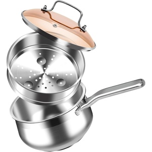 image:imageWANGYUANJI 25 Quart Stainless Steel Saucepan with Steamer Basket 2in1 Small Sauce Pot with Lid TriPly Base Induction Cookware for Vegetables Pasta Soup2in1New