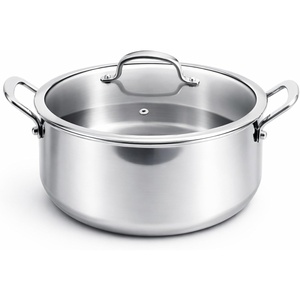 image:imageWANGYUANJI Stainless Steel Stock Pot 73 Quart with Glass Lid Heavy Duty Induction Cooking Pot for Soup Pasta amp Stew Thick Bottom Deep Cooking Pot for Boiling amp Simmering