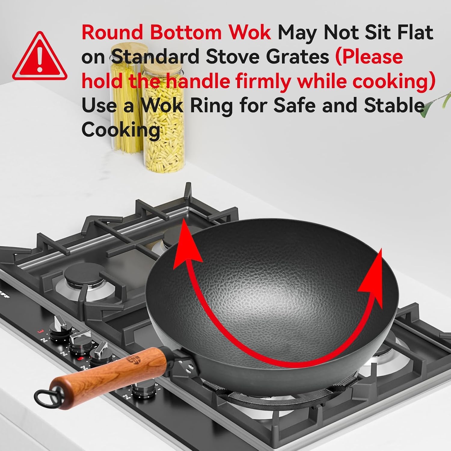 image:imageWANGYUANJI 11 Traditional Round Bottom Iron WokCast Iron Wok Ring for Gas Stove 83 NonSlip Wok Support Rack