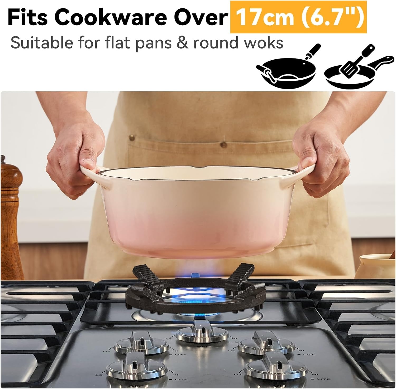 image:imageWANGYUANJI 11 Traditional Round Bottom Iron WokCast Iron Wok Ring for Gas Stove 83 NonSlip Wok Support Rack